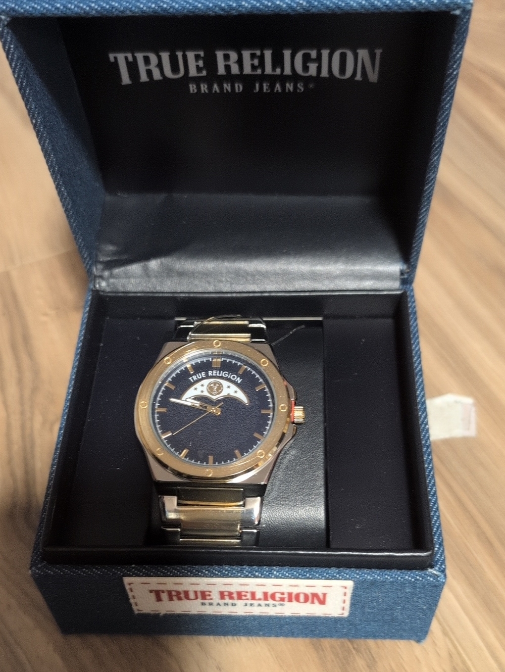True Religion Two-Tone Gold and Navy Dial Watch Men's